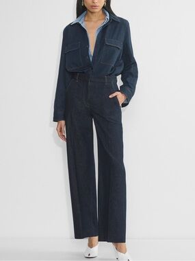 Aritzia Babaton Meet Up Wide Leg Dark Indigo Women's Denim Jeans - High-Waist